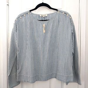 Madewell Striped Chambray Convertible LS Top